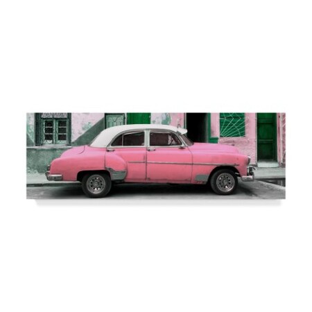 Philippe Hugonnard 'Havanas Pink Vintage Car' Canvas Art,8x24